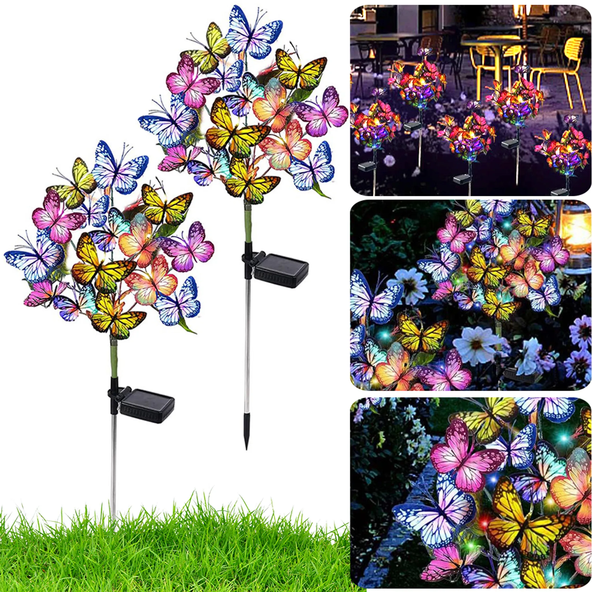 Set 2 x Lampa solara Fluturi LED 70 cm, IP 66