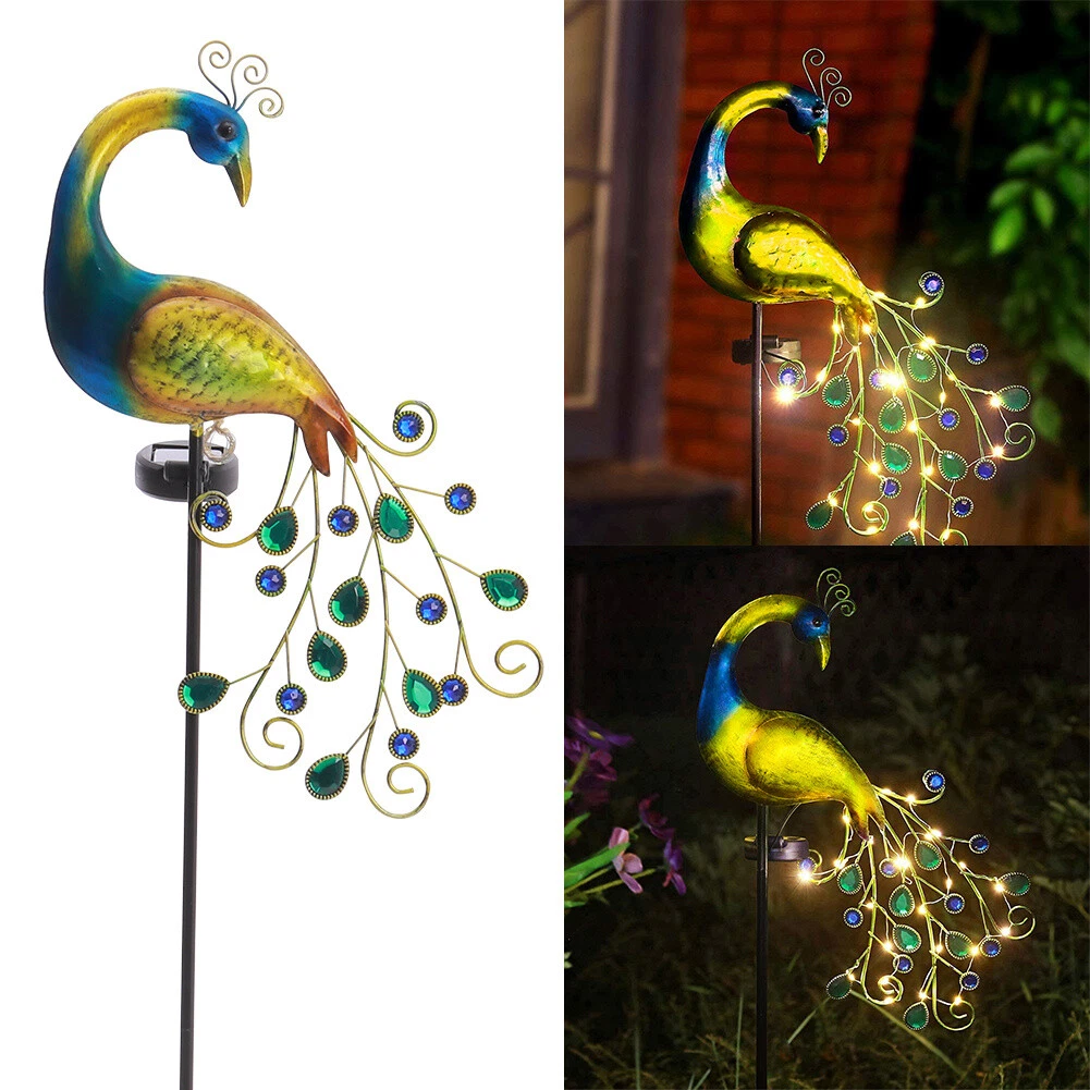 Set 2 x Lampa solara model Paun, LED alb cald