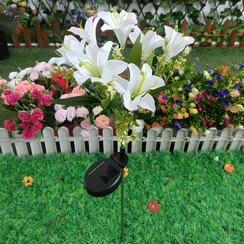 Set 2 x lampa solara 70 cm, 6 crini albi