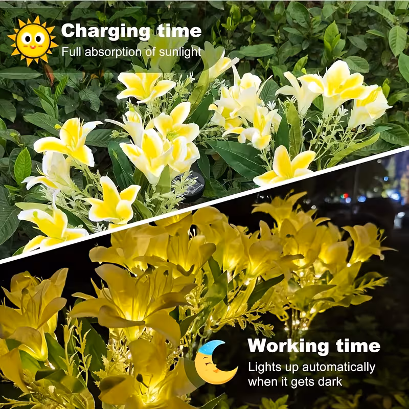 Set 2 x lampa solara 70 cm, 6 crini galbeni