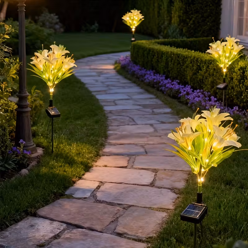 Set 2 x lampa solara 70 cm, 6 crini galbeni