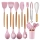 Set 12 ustensile din silicon, pentru gatit - Roz