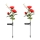 Set 2 x Lampa solara Trandafir Rosu, 3 flori LED