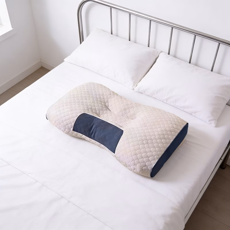 Perna cervicala ergonomica, invelis din bumbac tricotat