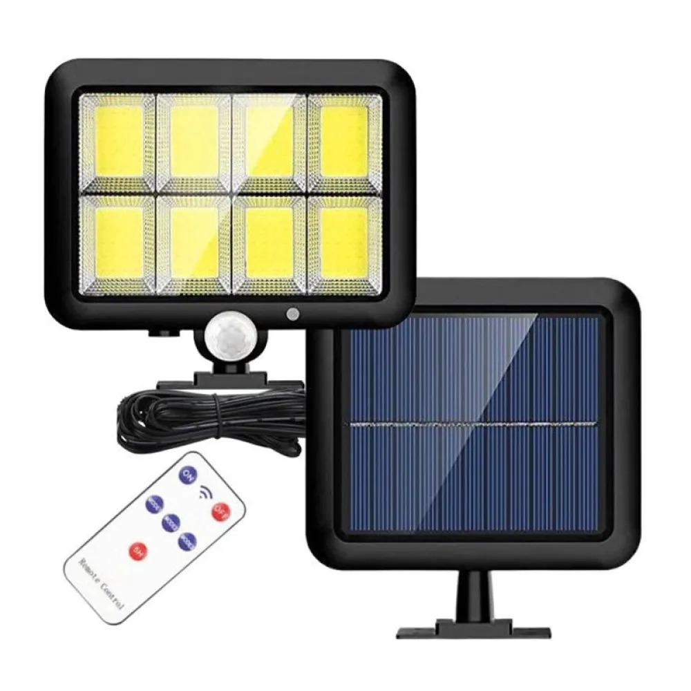 Set 2 x Proiector solar 160 LED 8 COB, Senzor de lumina si miscare