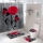 Set pentru baie: perdea, covorase si husa de toaleta, Red Rose