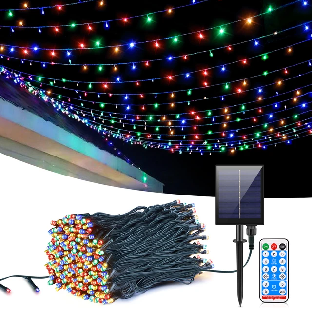 Instalatie solara 1000 LED, 100 M pentru exterior, Multicolor