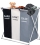 Cos de rufe cu 3 compartimente, cadru metalic pliabil, 96 litri - 65 x 37 x 58 cm