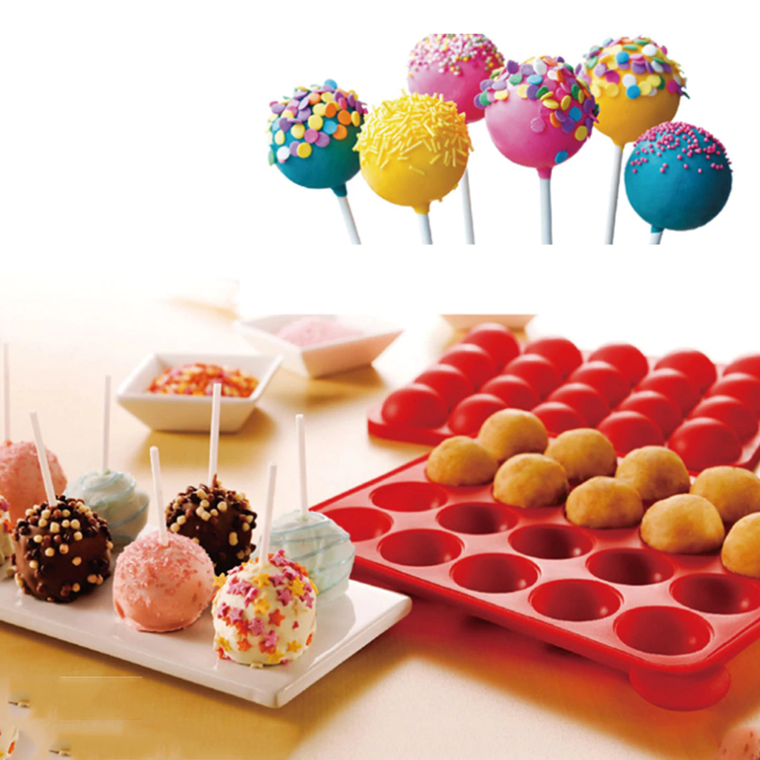 Set 2 forme cu capac pentru bomboane pe bat, Cake Pops